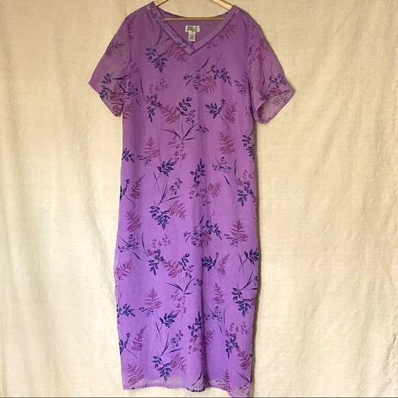 Vintage 90s Style & Co. || Fern and Floral V Neck Flutter Sleeve Maxi Dress - Picture 8 of 8